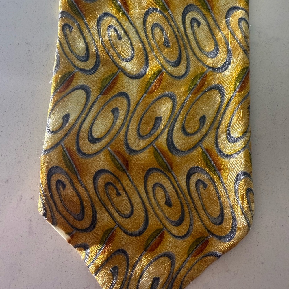 Gold and Blue Swirl Pattern Tie